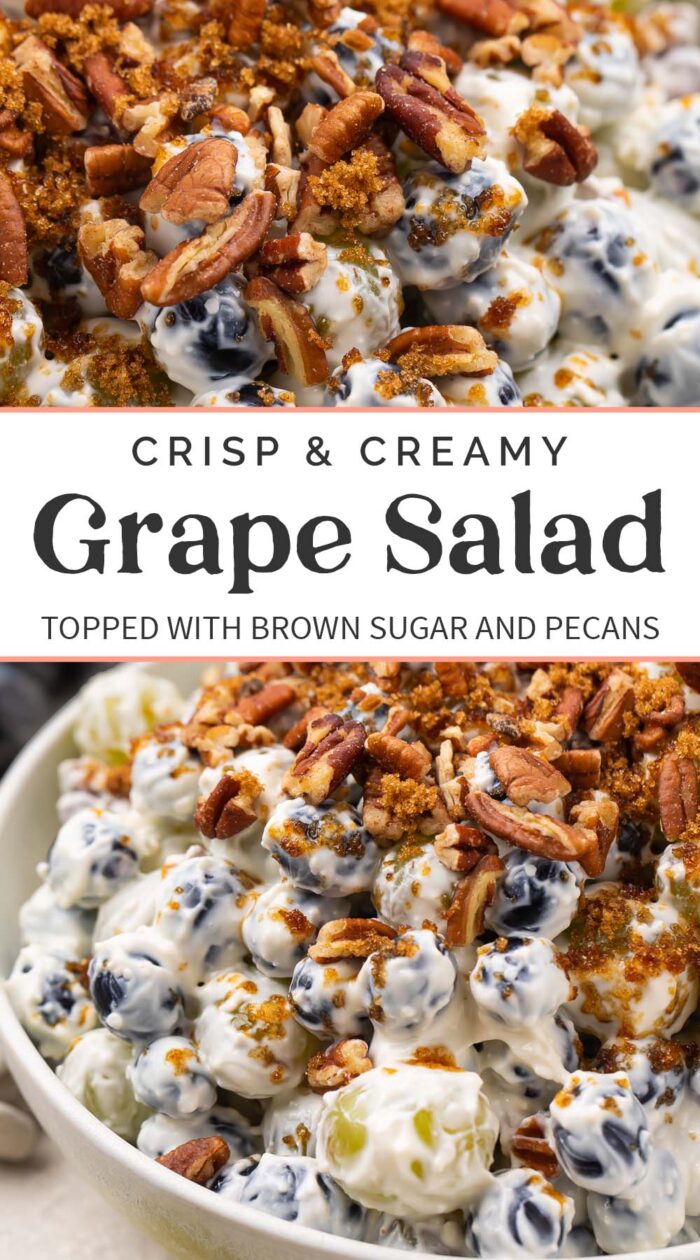 Pin graphic for grape salad.