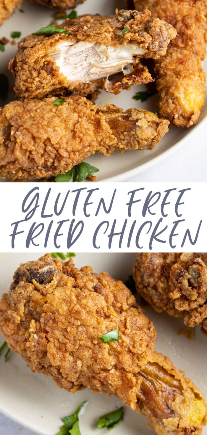 Pin graphic for gluten free fried chicken