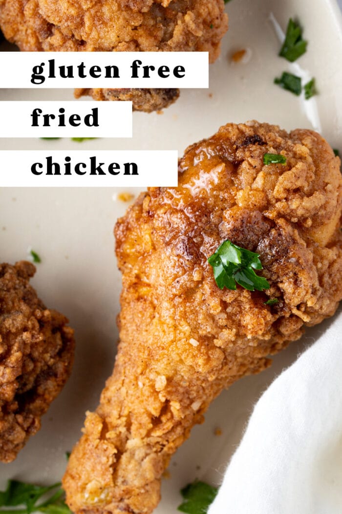 Pin graphic for gluten free fried chicken