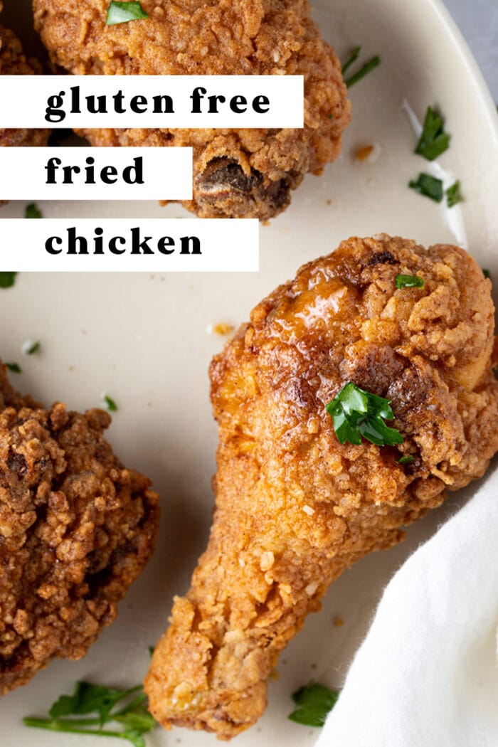 Pin graphic for gluten free fried chicken