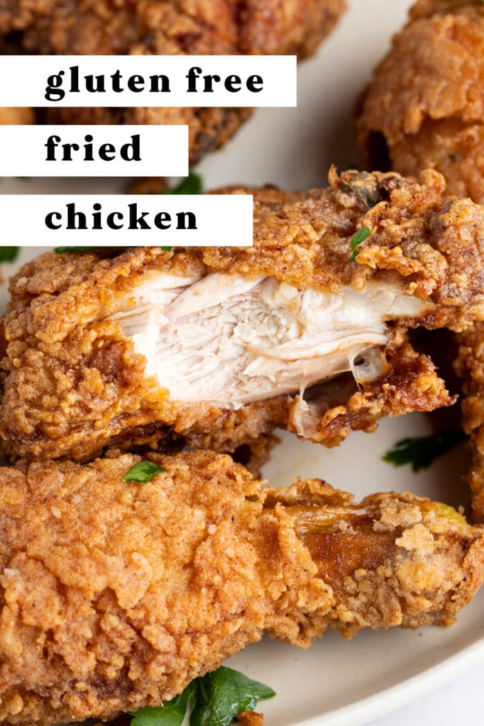 Pin graphic for gluten free fried chicken