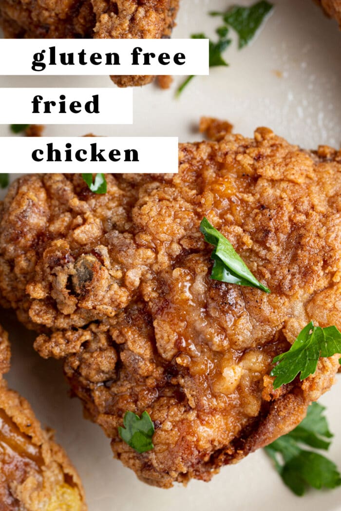 Pin graphic for gluten free fried chicken