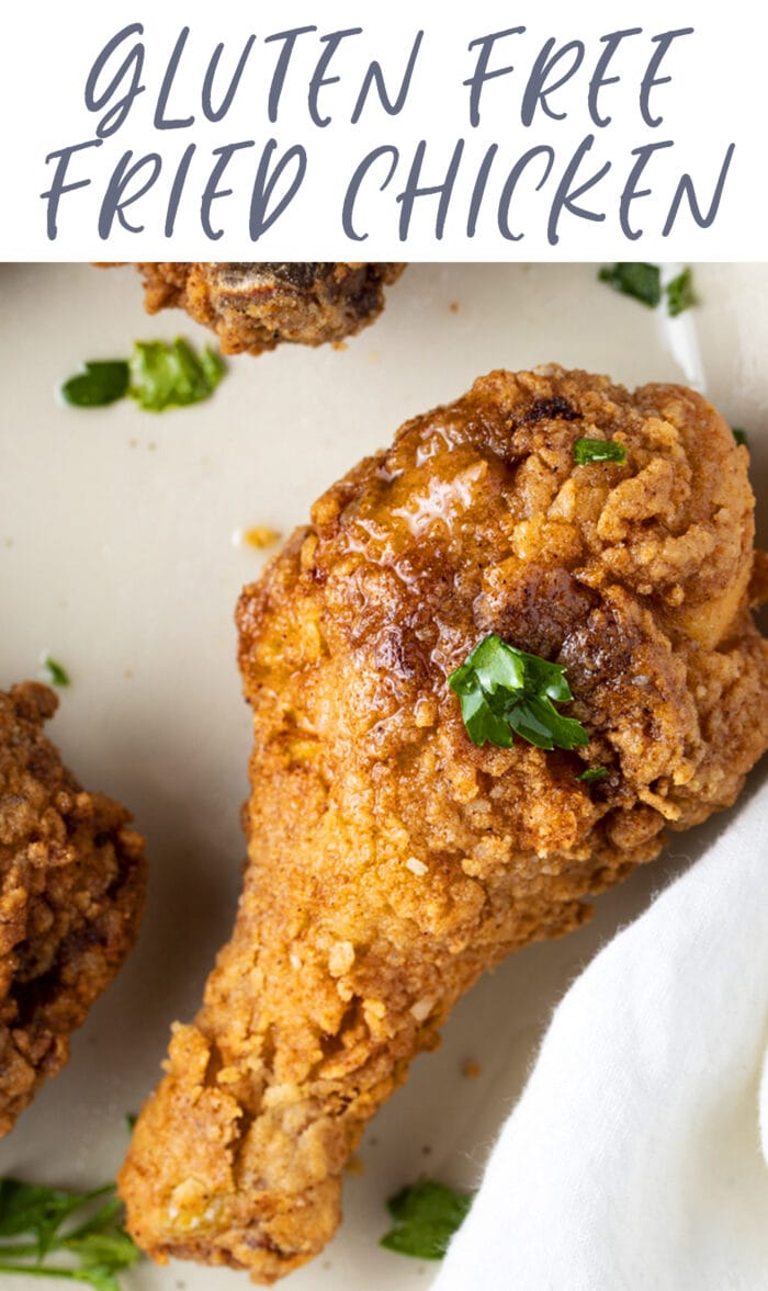 Pin graphic for gluten free fried chicken