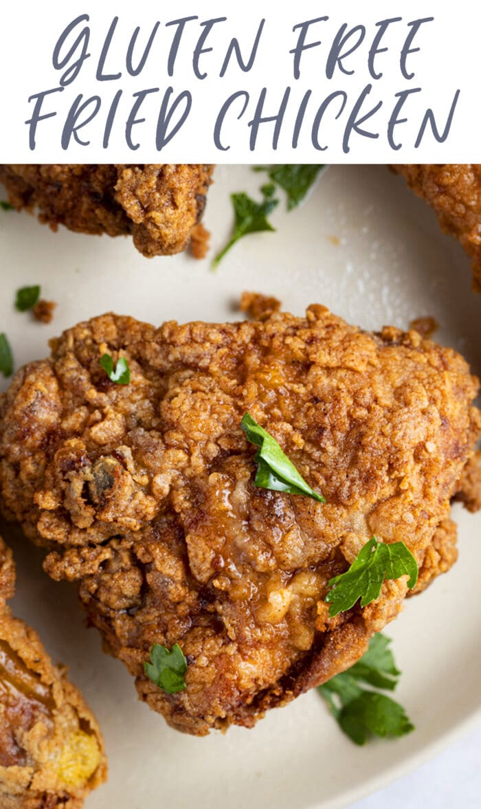 Pin graphic for gluten free fried chicken