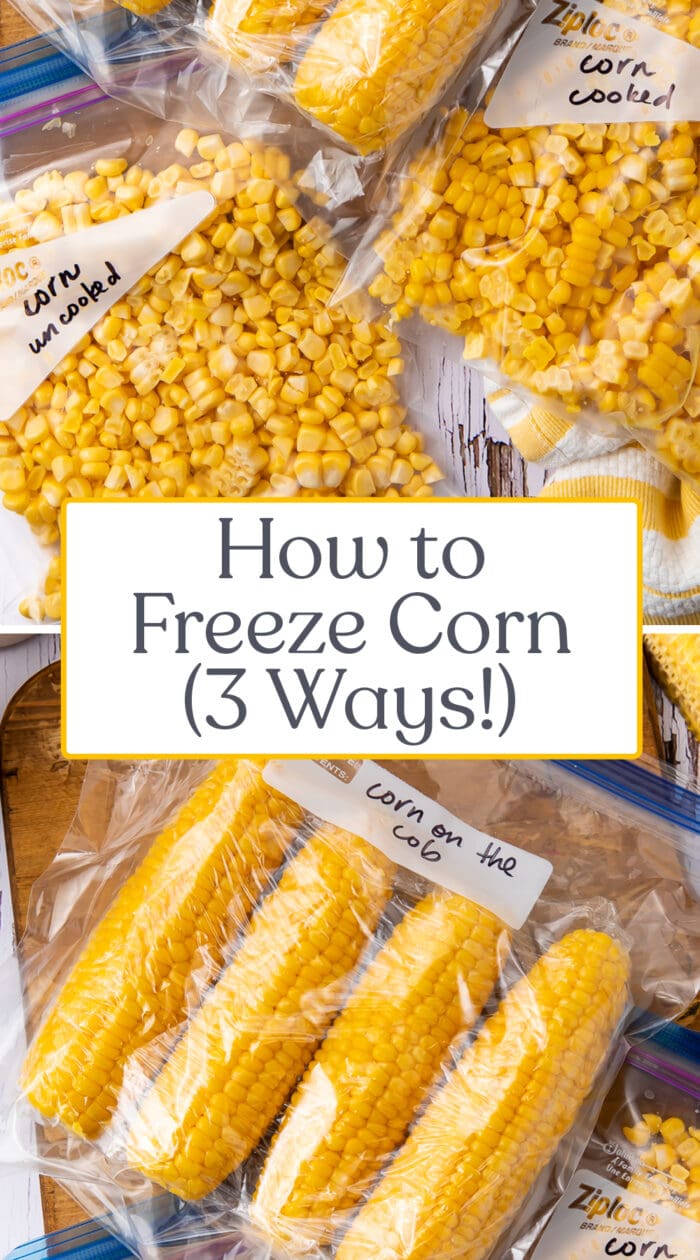 Pin graphic for how to freeze corn