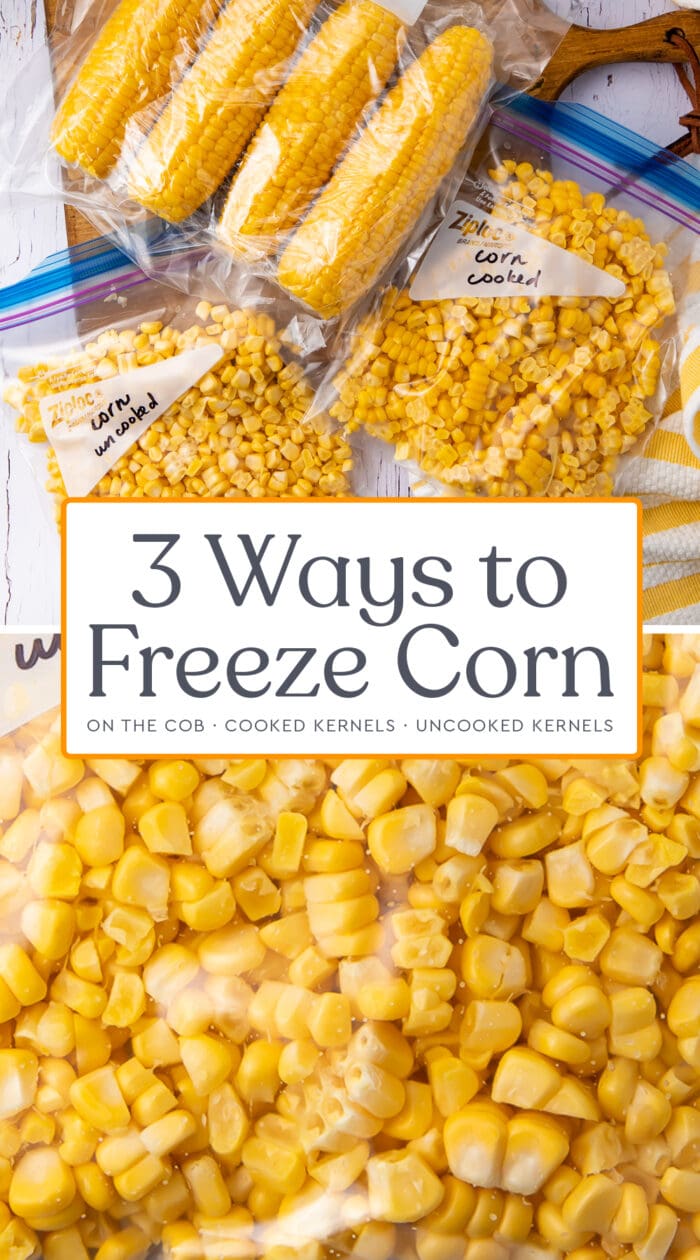 Pin graphic for how to freeze corn