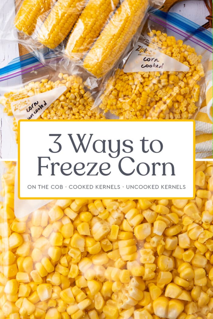 Pin graphic for how to freeze corn