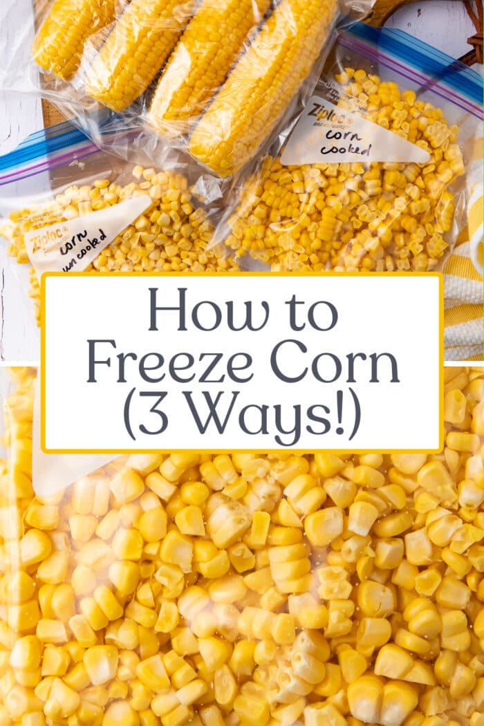 Pin graphic for how to freeze corn