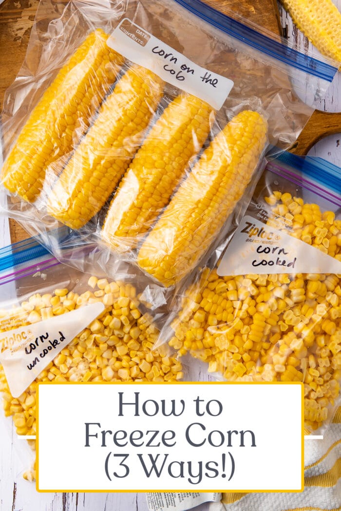 Pin graphic for how to freeze corn