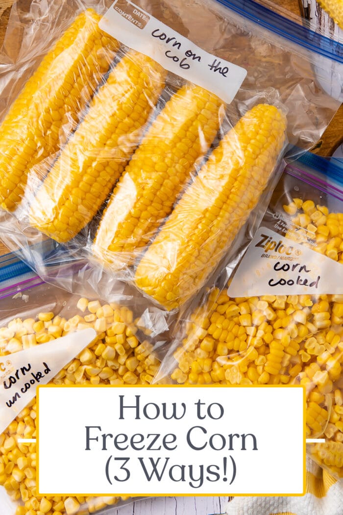 Pin graphic for how to freeze corn