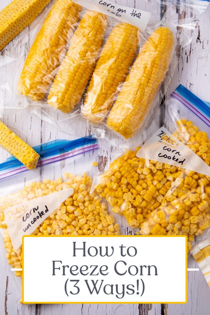 Pin graphic for how to freeze corn