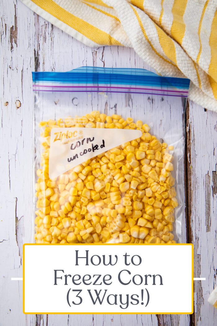 Pin graphic for how to freeze corn