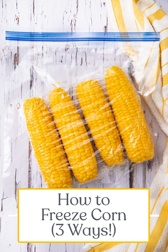 Pin graphic for how to freeze corn