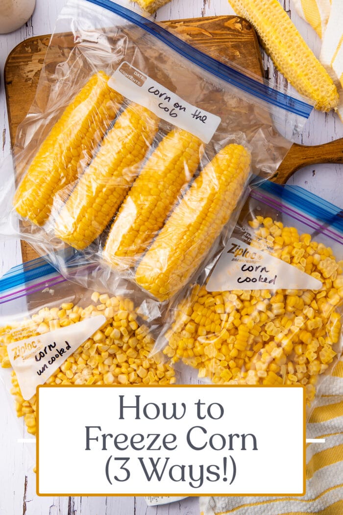 Pin graphic for how to freeze corn