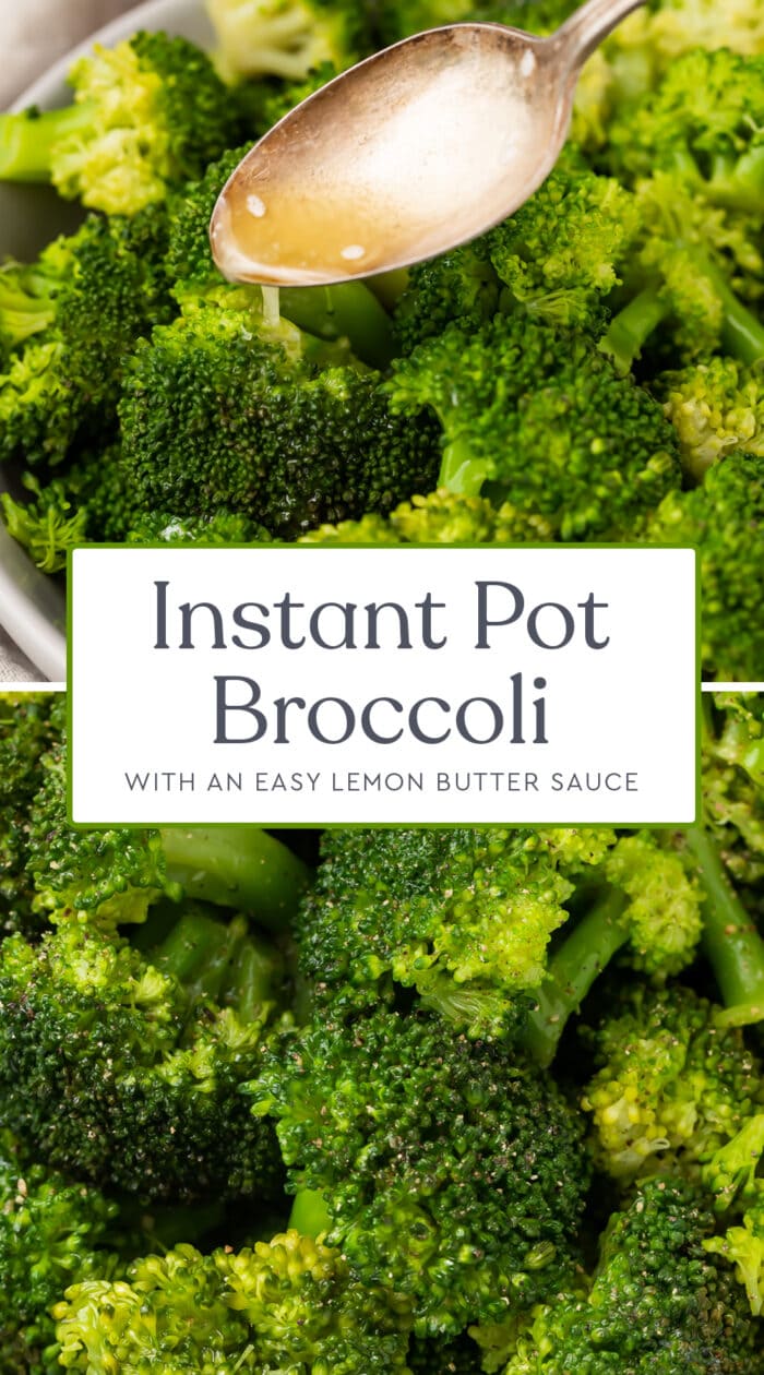 Pin graphic for Instant Pot broccoli