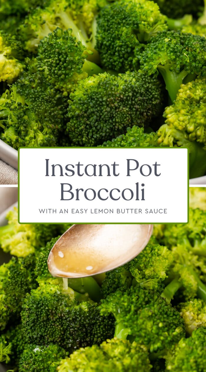 Pin graphic for Instant Pot broccoli