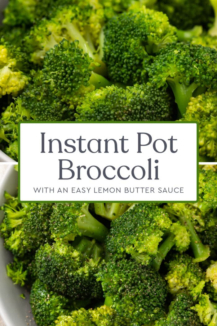 Pin graphic for Instant Pot broccoli