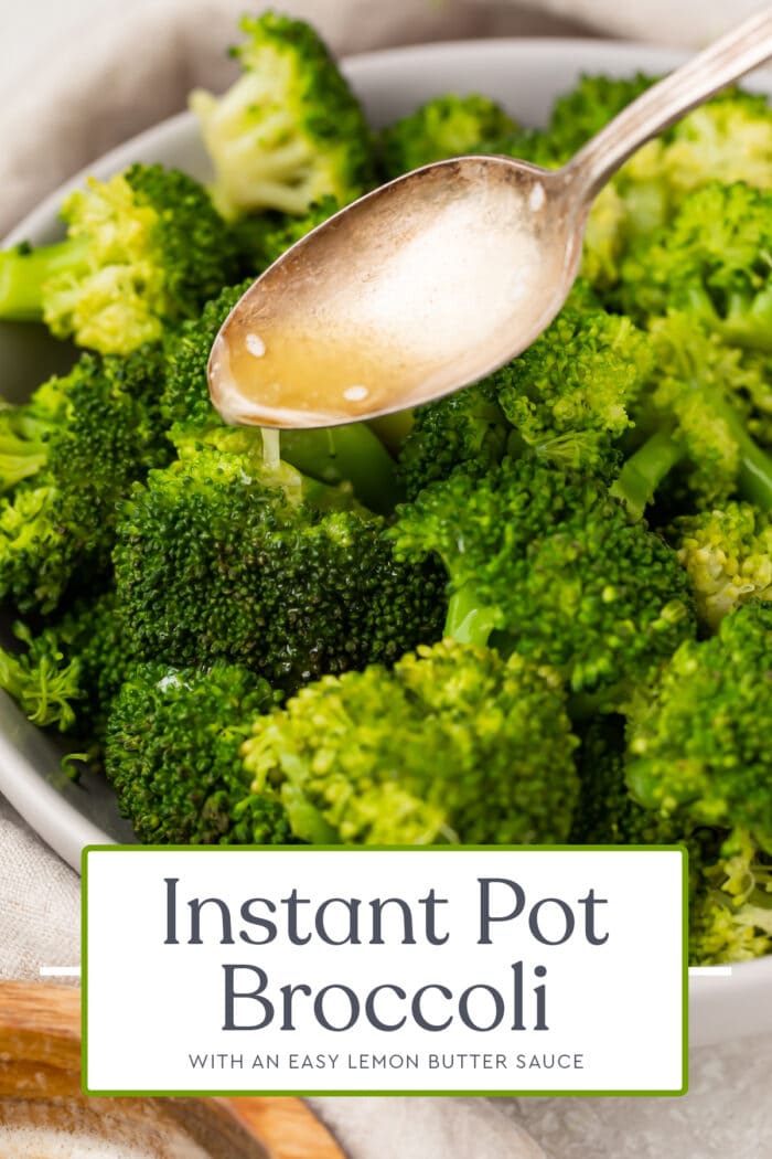 Pin graphic for Instant Pot broccoli