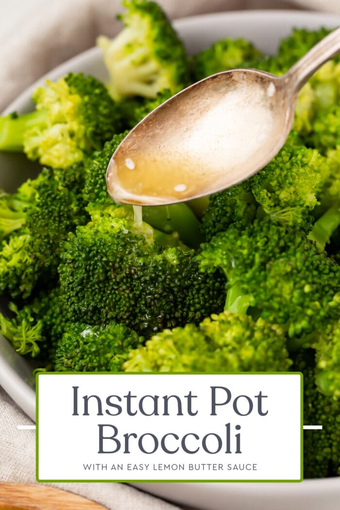 Pin graphic for Instant Pot broccoli