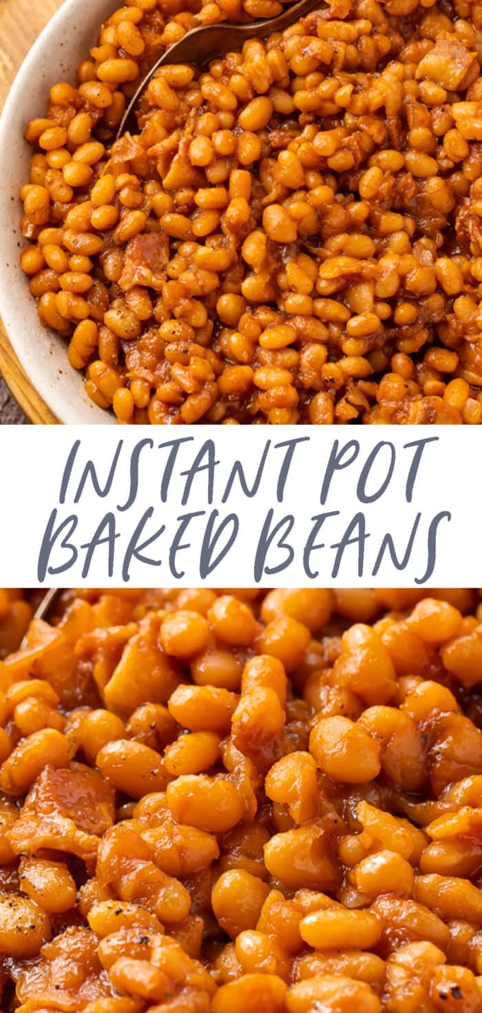 Pin graphic for Instant Pot baked beans