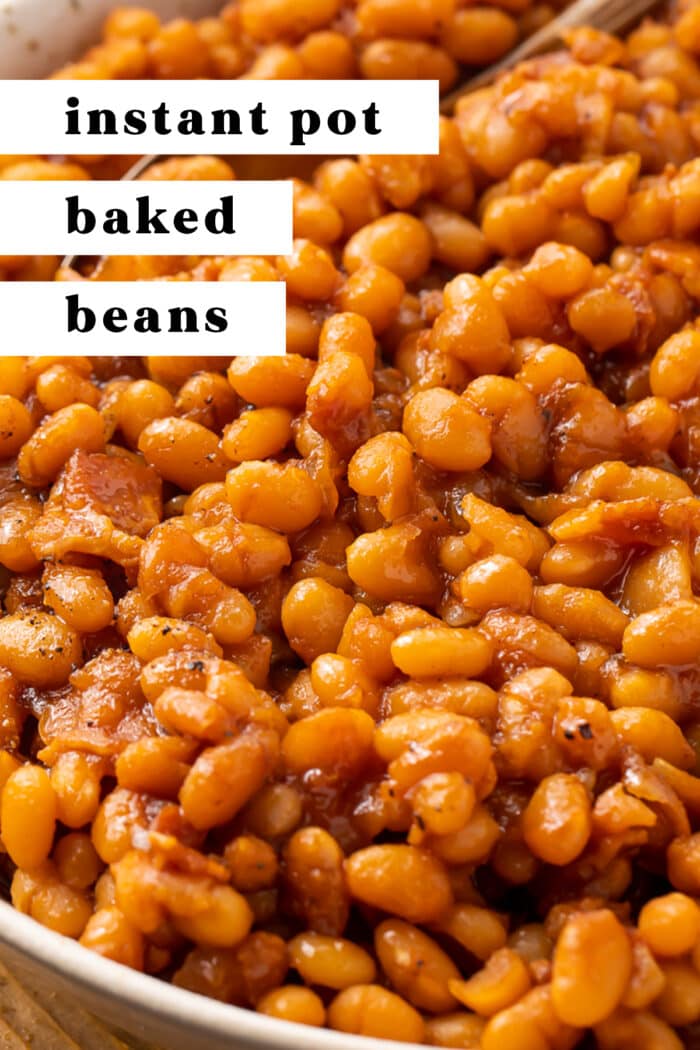 Pin graphic for Instant Pot baked beans