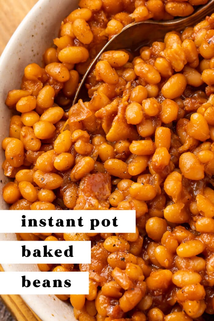 Pin graphic for Instant Pot baked beans