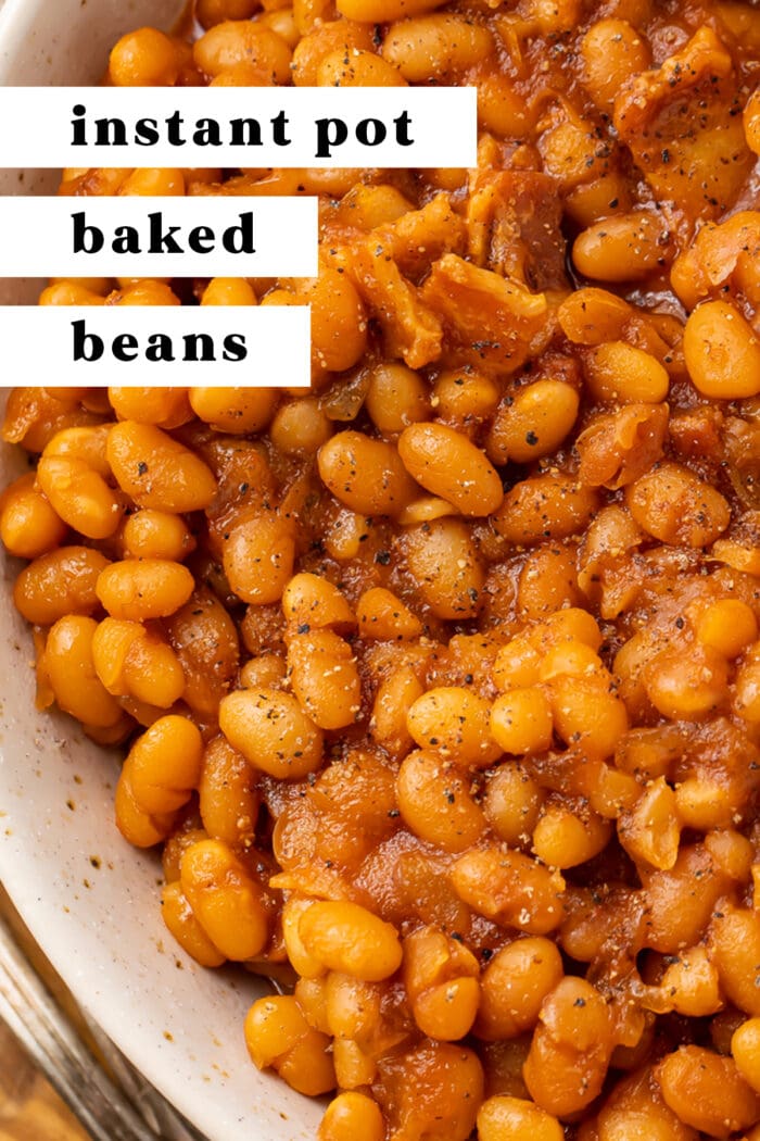 Pin graphic for Instant Pot baked beans