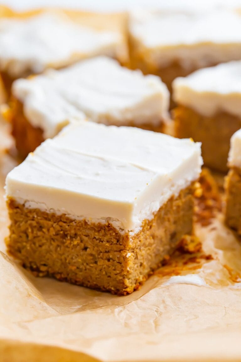 Paleo Pumpkin Bars with "Cream Cheese" Frosting