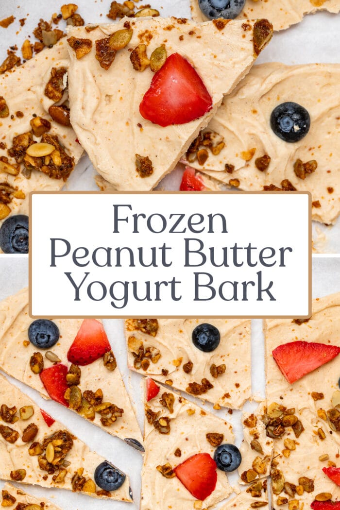 Pin graphic for yogurt bark