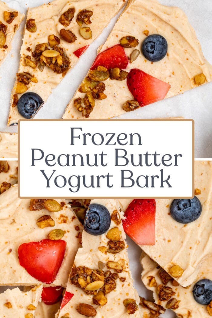 Pin graphic for yogurt bark