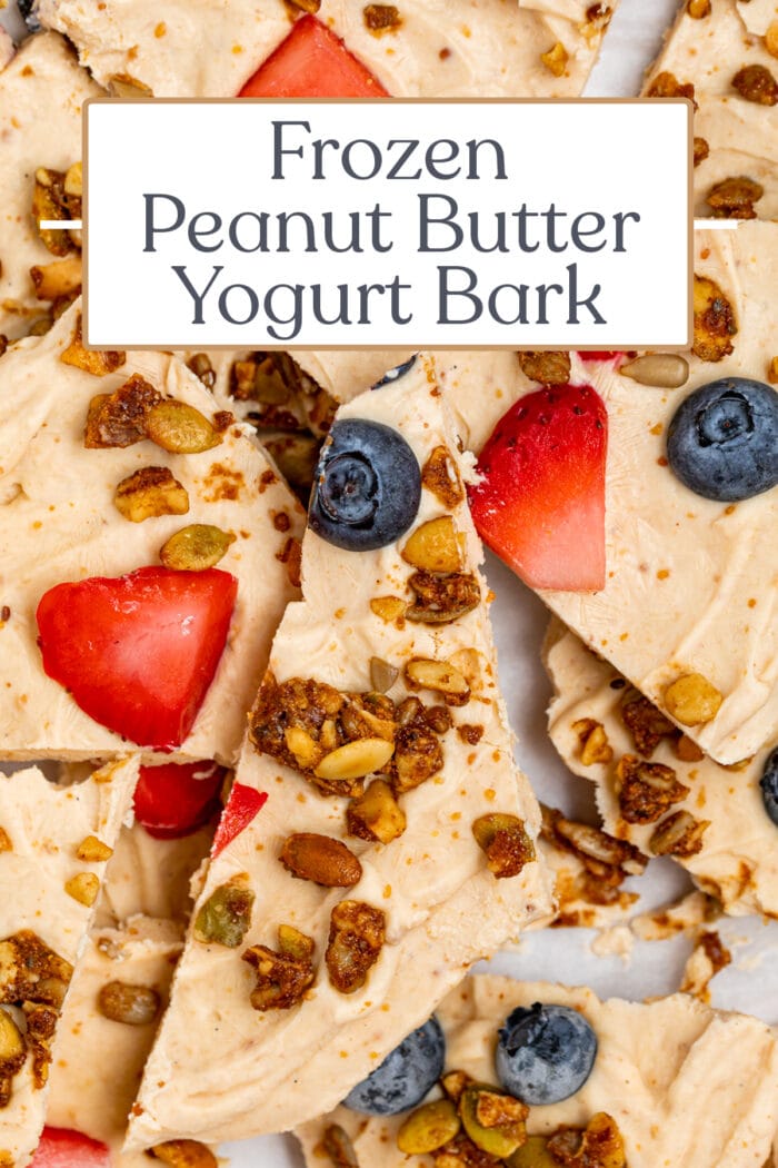 Pin graphic for yogurt bark