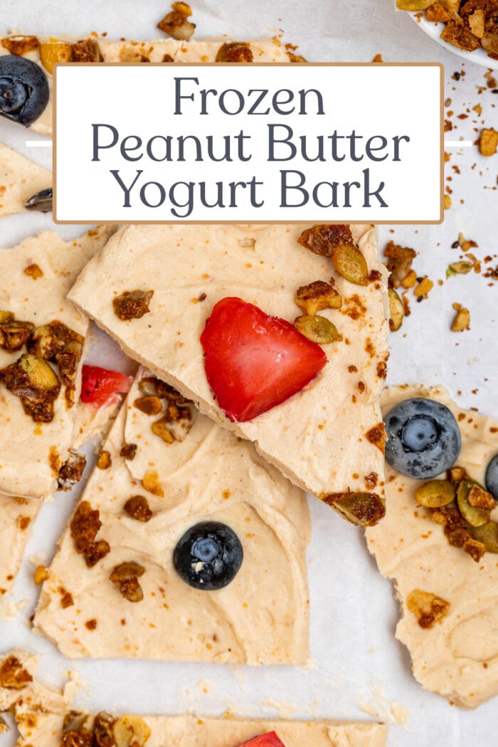 Pin graphic for yogurt bark