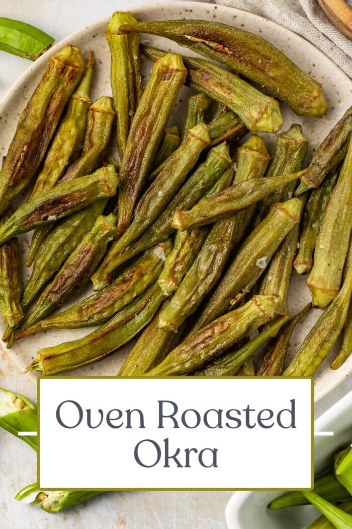 Pin graphic for roasted okra