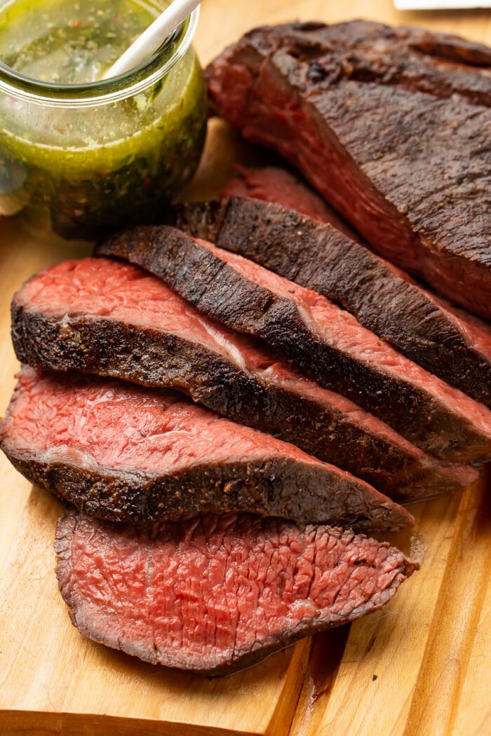 Sous vide tri tip on a cutting board