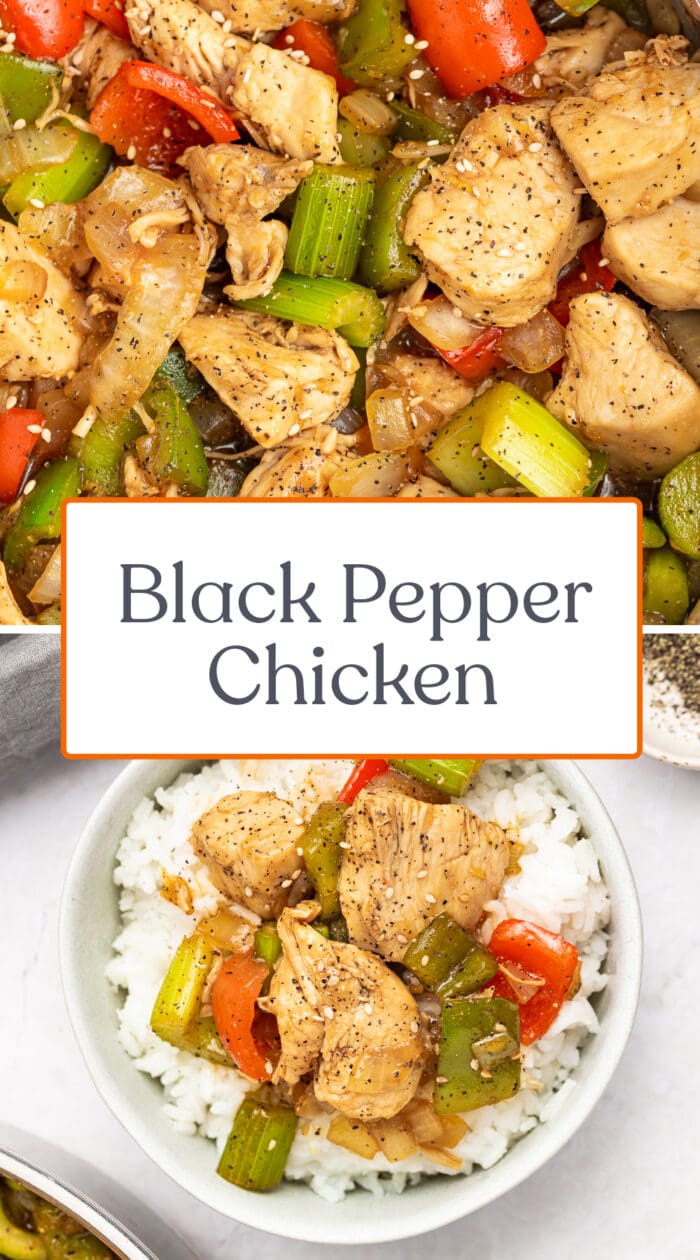 Pin graphic for black pepper chicken