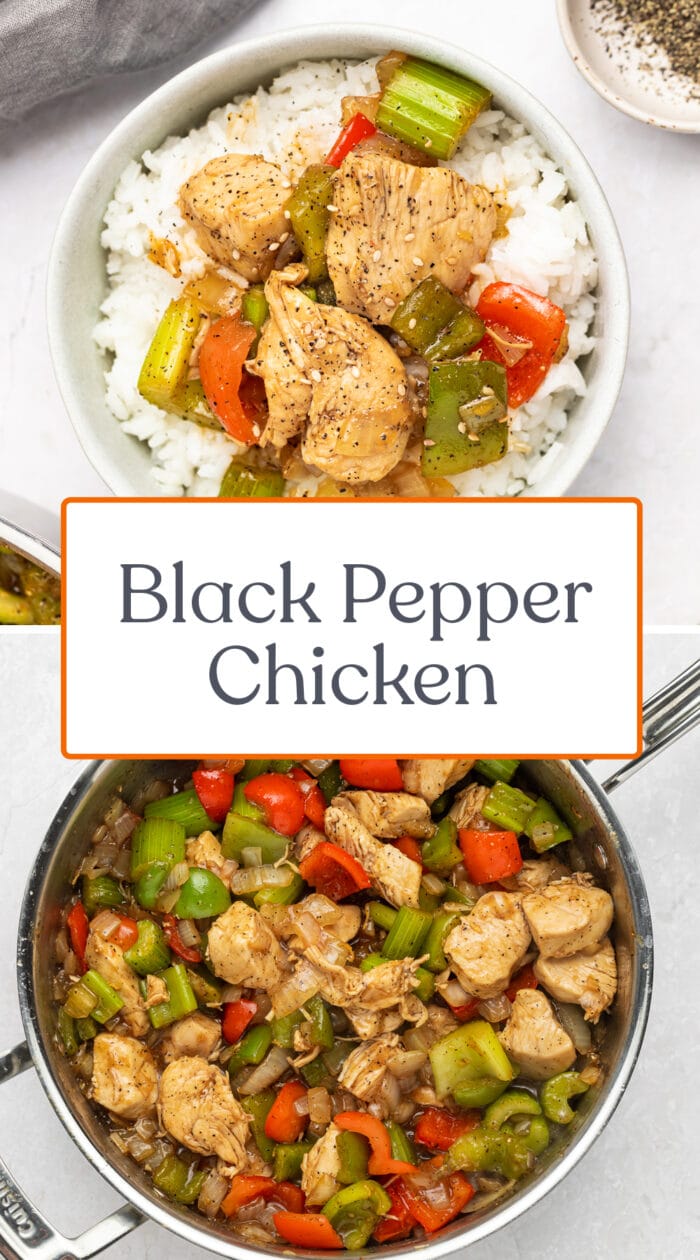 Pin graphic for black pepper chicken