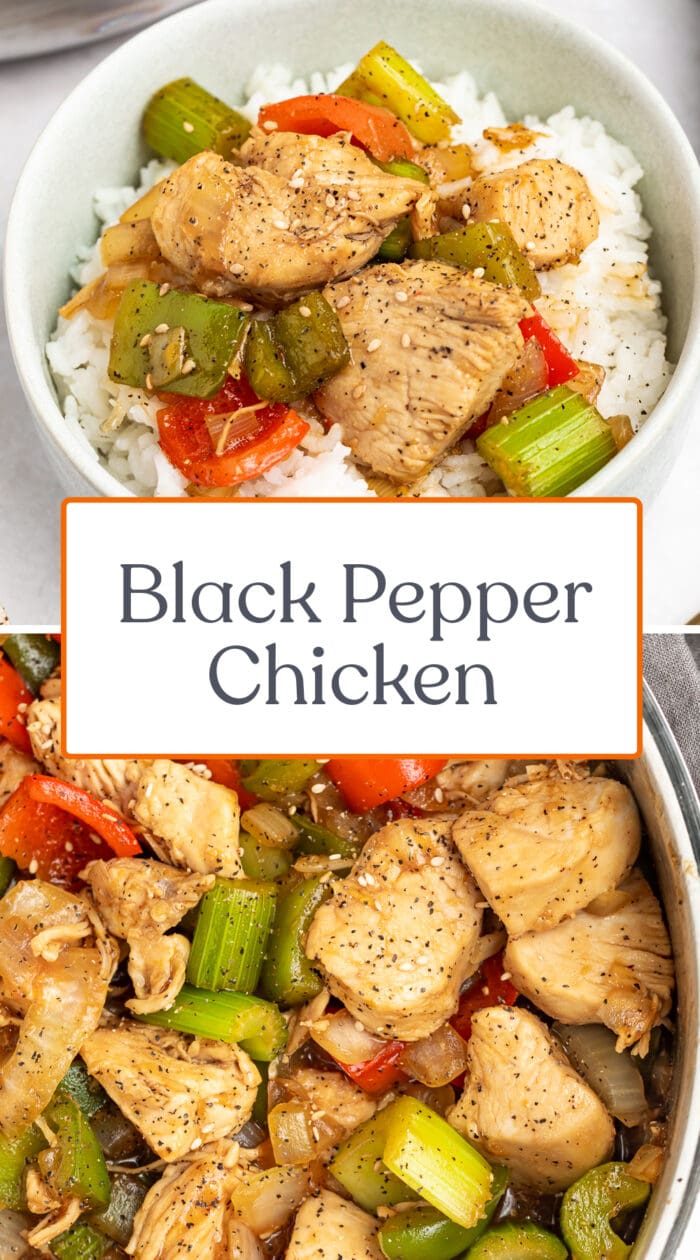 Pin graphic for black pepper chicken