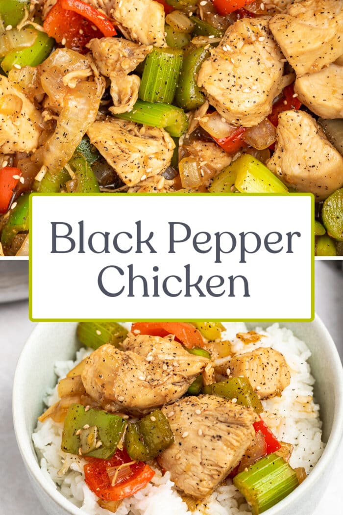 Pin graphic for black pepper chicken