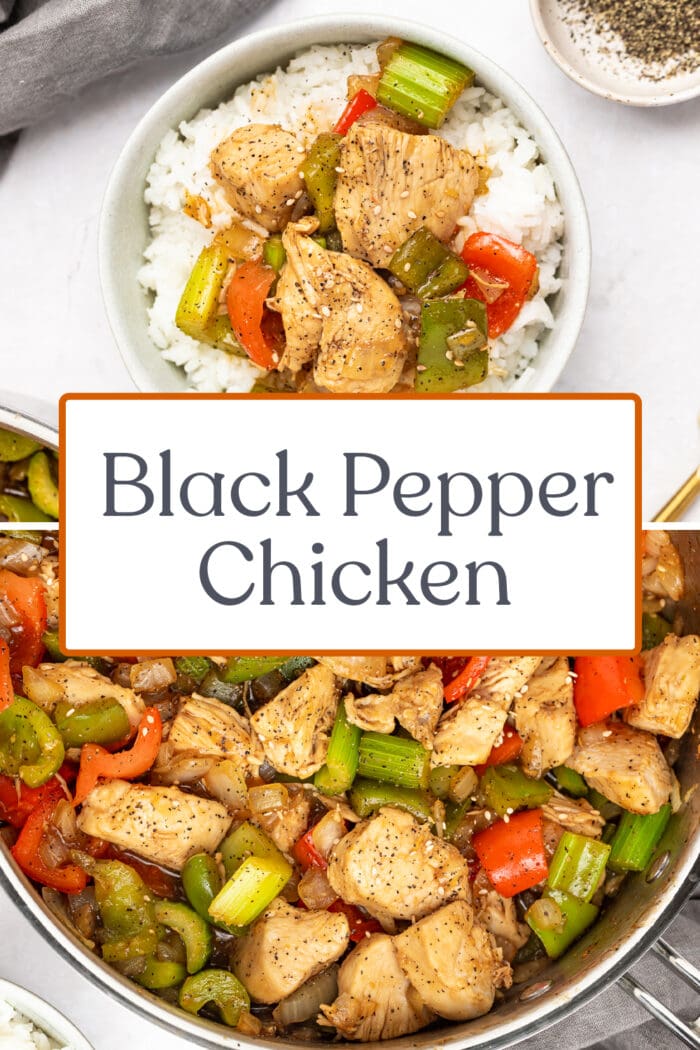 Pin graphic for black pepper chicken