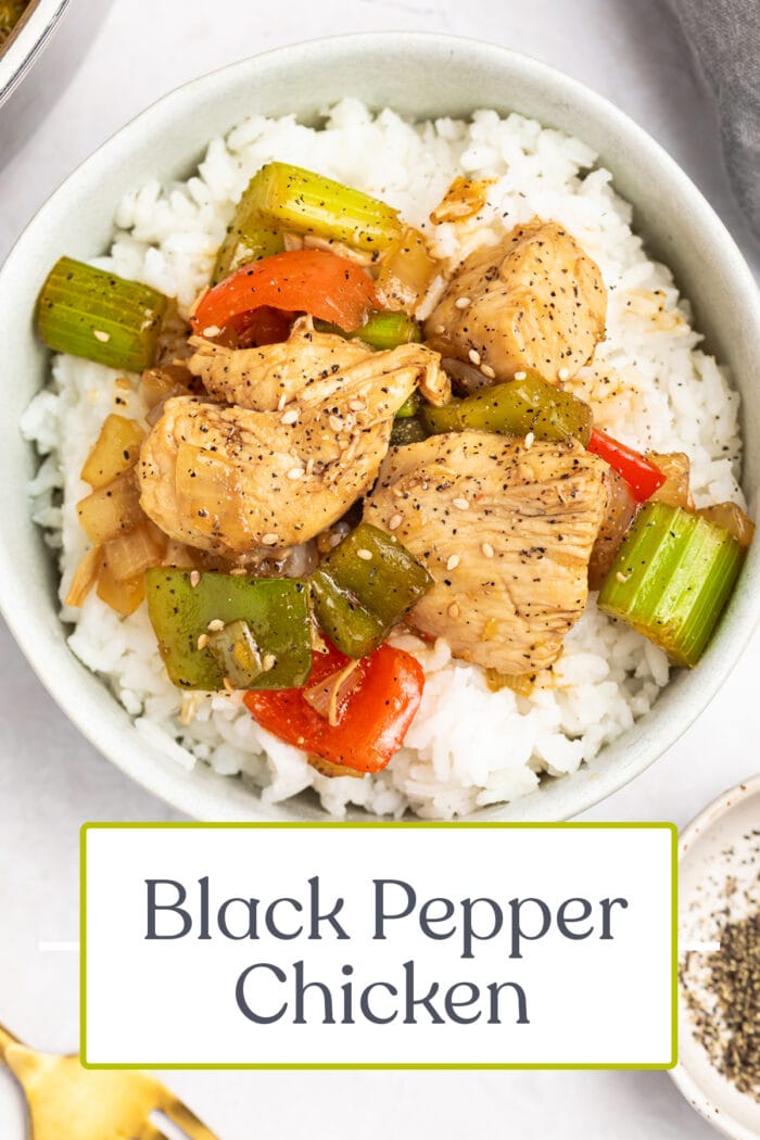 Pin graphic for black pepper chicken