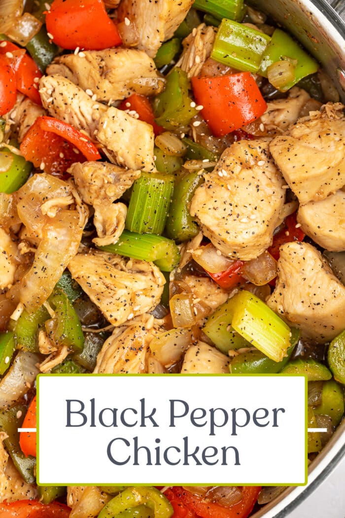 Pin graphic for black pepper chicken