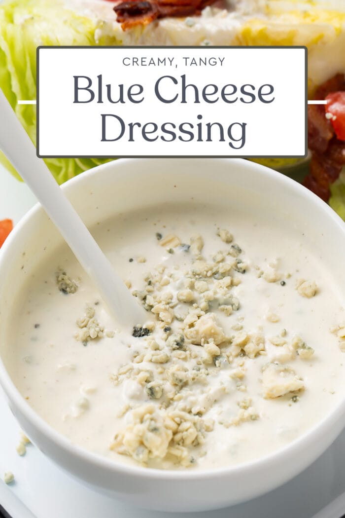 Pin graphic for blue cheese dressing