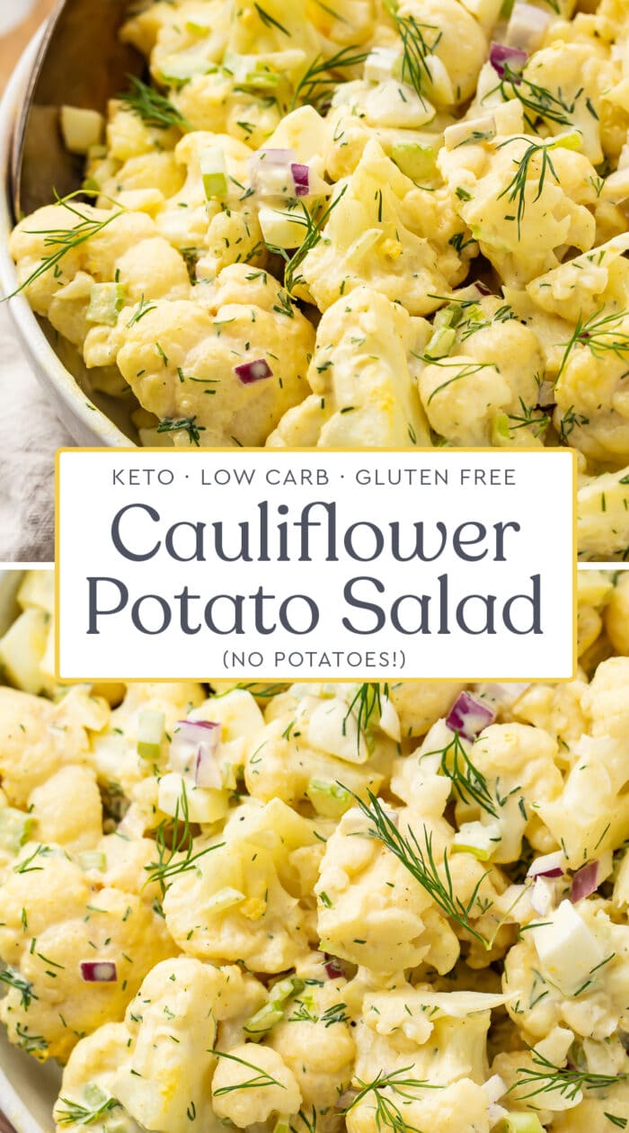 Pin graphic for cauliflower potato salad