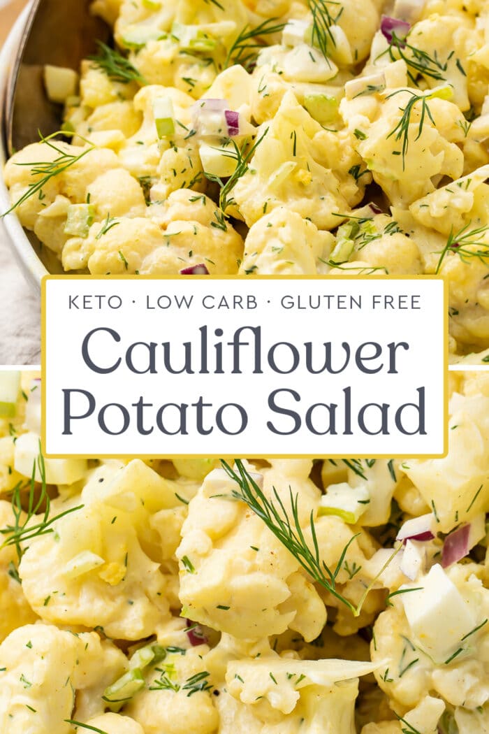 Pin graphic for cauliflower potato salad