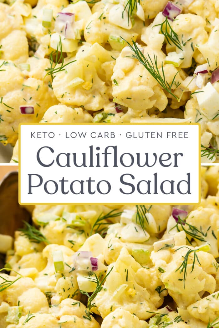 Pin graphic for cauliflower potato salad