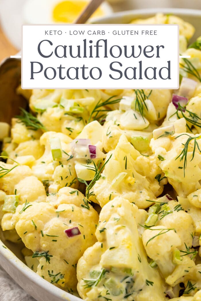 Pin graphic for cauliflower potato salad