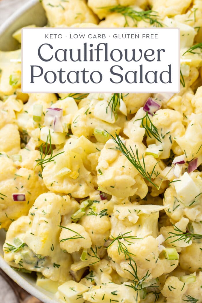 Pin graphic for cauliflower potato salad