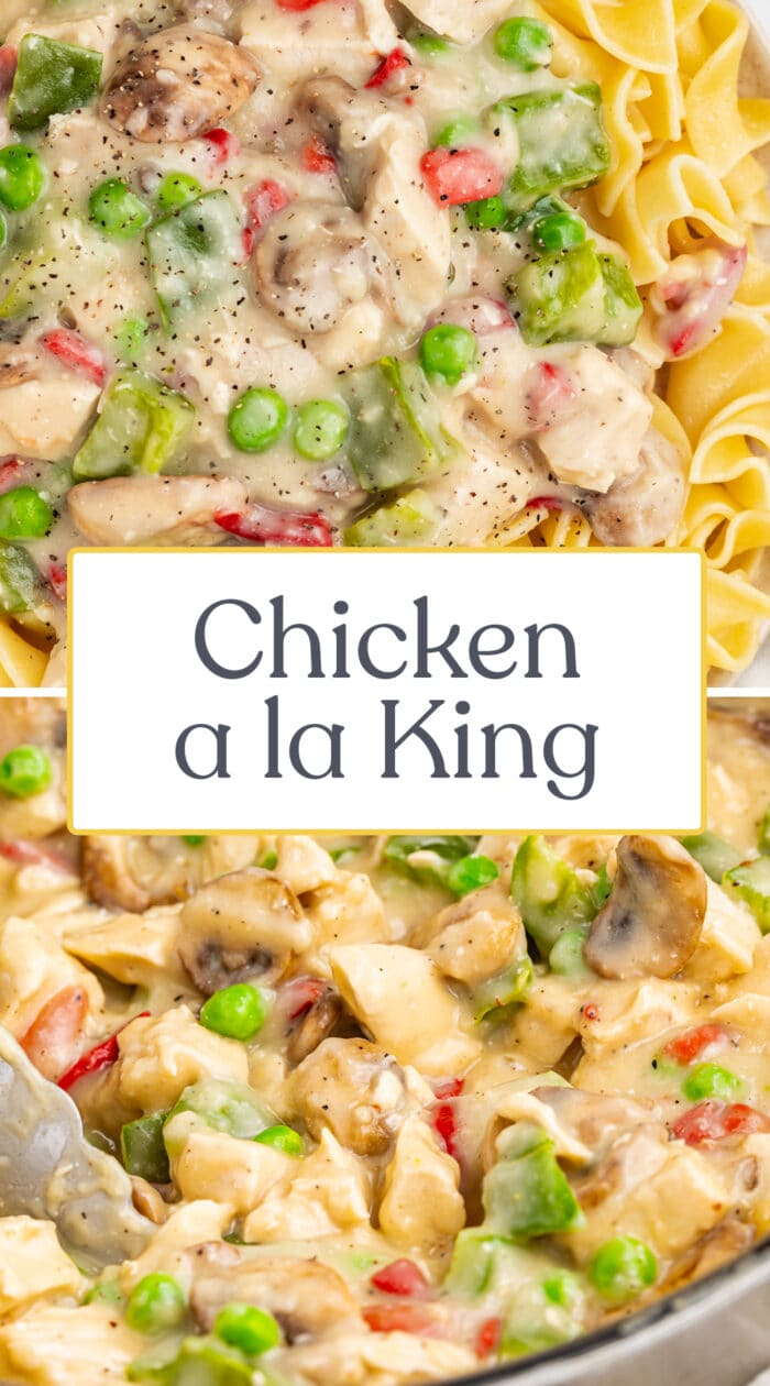 Pin graphic for chicken a la king