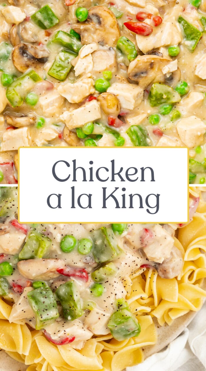 Pin graphic for chicken a la king