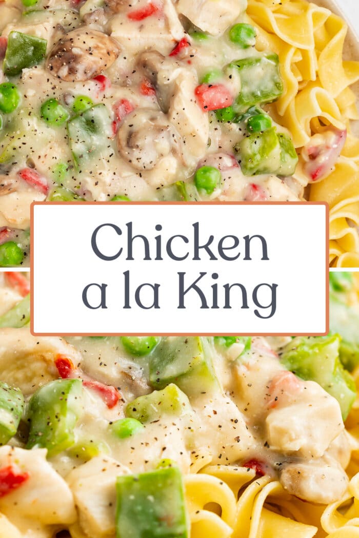 Pin graphic for chicken a la king